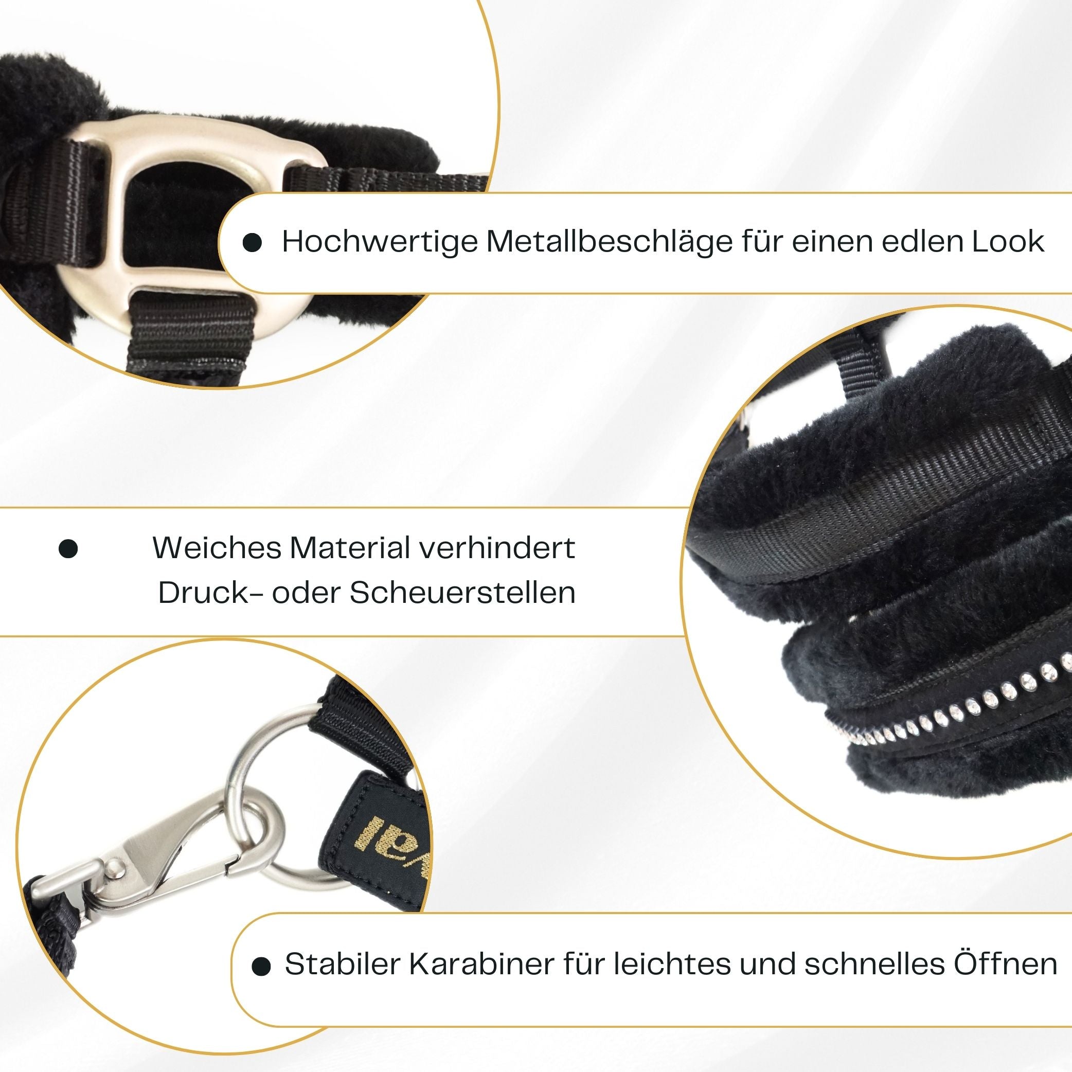 Halfter für Pferde in schwarz mit Strass